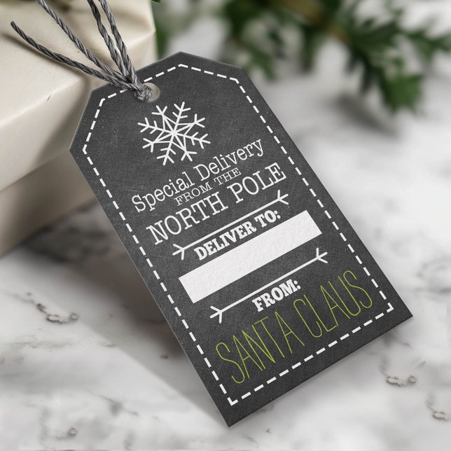 Étiquettes-cadeau Livraison spéciale du pôle Nord et du Père Noël (Custom Christmas Gift Tag)