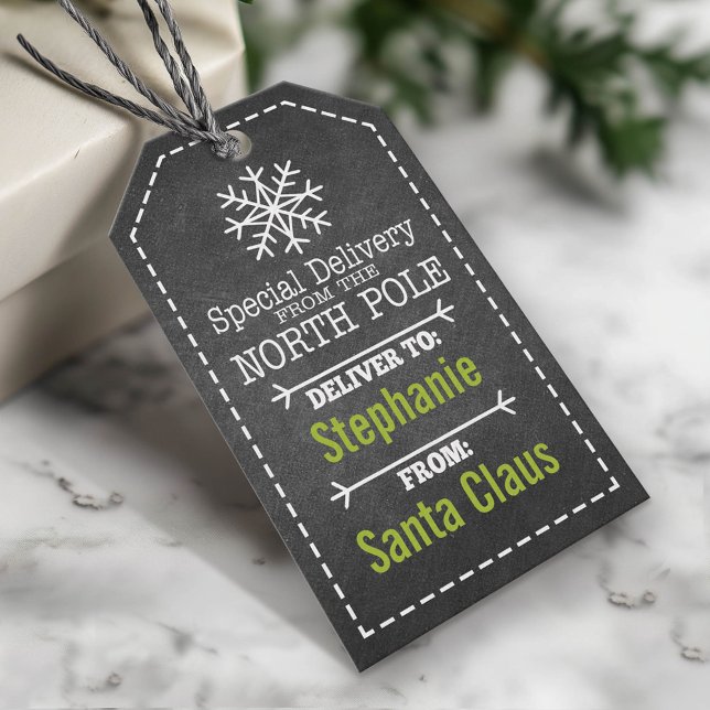Étiquettes-cadeau Livraison spéciale du pôle Nord et du Père Noël (Custom Christmas Gift Tag)