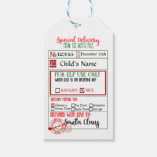 Étiquettes-cadeau Livraison spéciale - Tags cadeaux de Père Noël - N