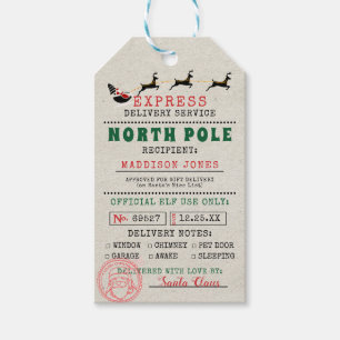 Étiquettes-cadeau Livraison spéciale   Tags cadeaux du Pôle Nord Pèr