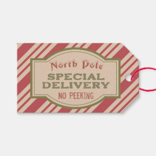 Étiquettes-cadeau Livraison vintage du pôle Nord Tags cadeaux de Noë