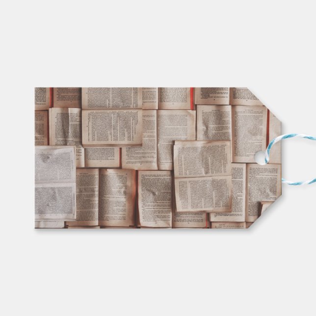 Étiquettes-cadeau Livres vintages (Devant (Horizontal))