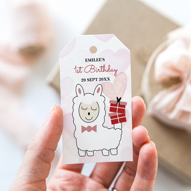 Étiquettes-cadeau Llamas et Coeurs roses pour filles (Créateur téléchargé)