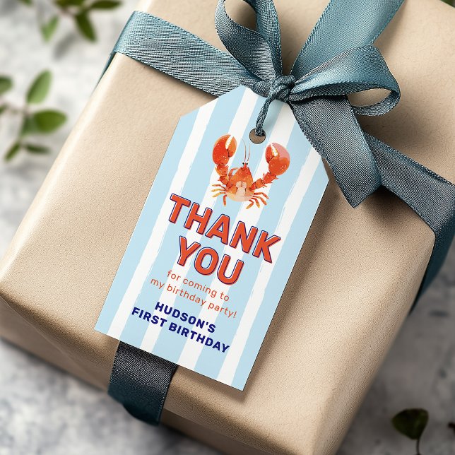 Étiquettes-cadeau Lobster Kids Birthday Thank You (Créateur téléchargé)