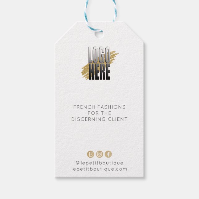Étiquettes-cadeau Logo blanc simple Balise de prix des vêtements (Devant)