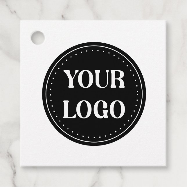 Étiquettes Cadeau Logo de code QR noir élégant, minimaliste et éléga (Devant)