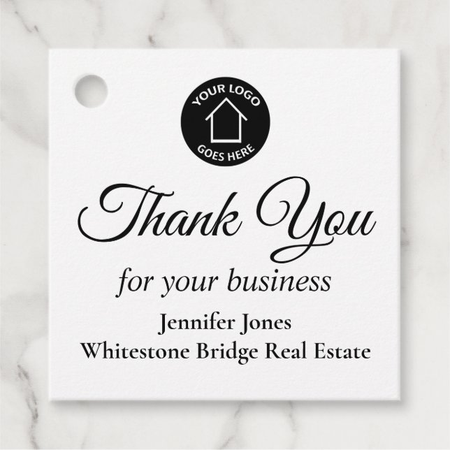 Étiquettes Cadeau Logo de l'entreprise immobilière Merci Realtor per (Devant)