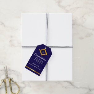 Étiquettes-cadeau Logo de maison bleu marine pour agence immobilière