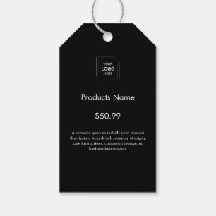 Étiquettes-cadeau Logo de produit personnalisé noir moderne prix d'e