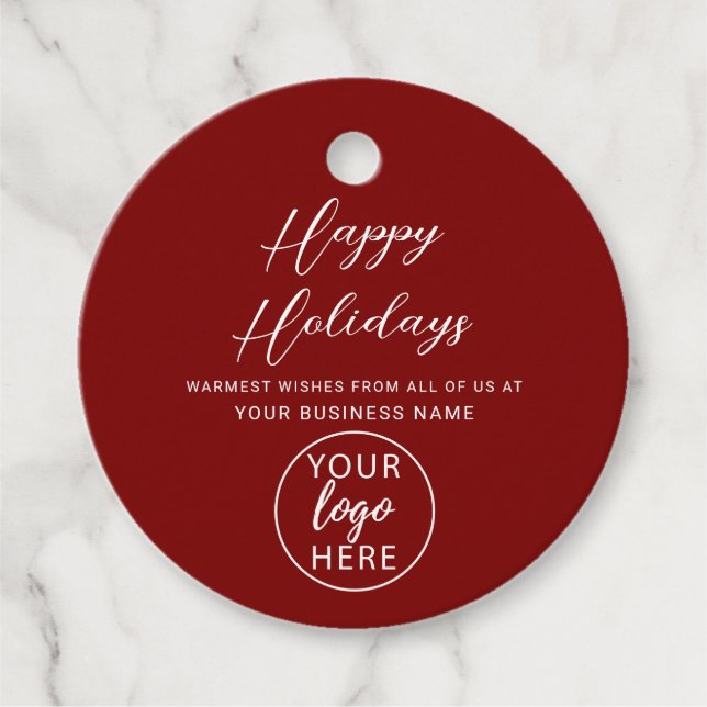 Étiquettes Cadeau Logo d'entreprise de Noël personnalisé (Devant)