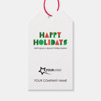 Étiquettes-cadeau Logo d'entreprise Joyeuses Fêtes géométrique color