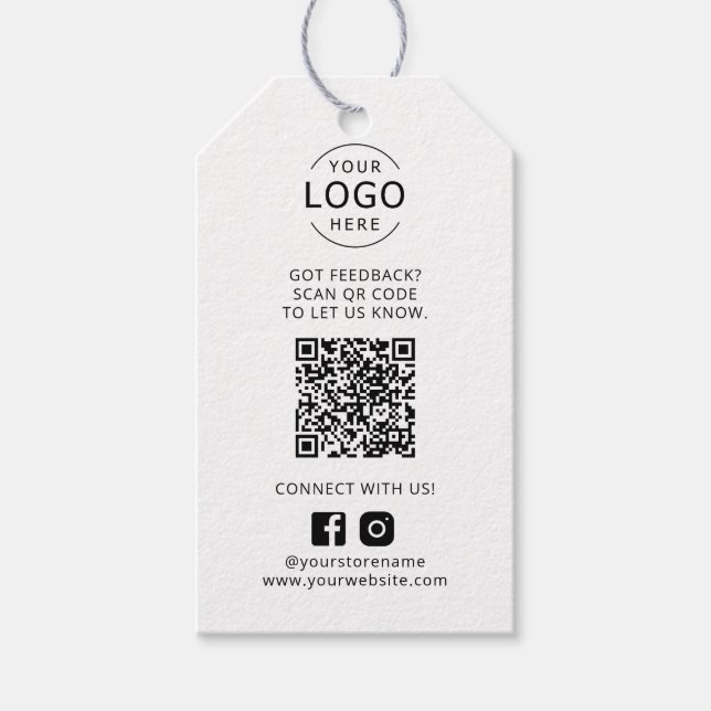 Étiquettes-cadeau Logo d'entreprise moderne QR Code Rétroaction Médi (Devant)