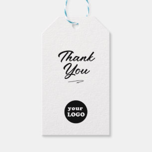 Étiquettes-cadeau Logo d'entreprise moderne Script Merci Kraft
