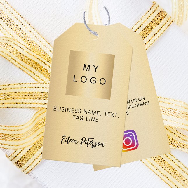 Étiquettes-cadeau Logo d'entreprise or QR Instagram tag (Créateur téléchargé)