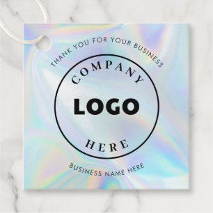 Étiquettes Cadeau Logo d'entreprise simple holographique personnalis