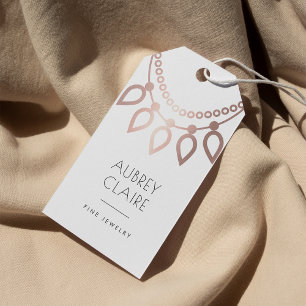 Étiquettes-cadeau Logo du collier d'or rose Balises de hachage de