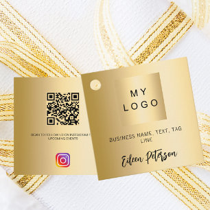 Étiquettes Cadeau Logo du nom d'or QR Instagram code tag pendaison