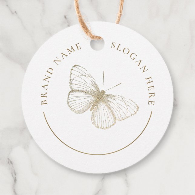 Étiquettes Cadeau Logo Faux Parties scintillant Papillon (Dos)