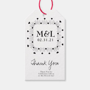 Étiquettes-cadeau Logo minimaliste du Merci du coeur du Mariage