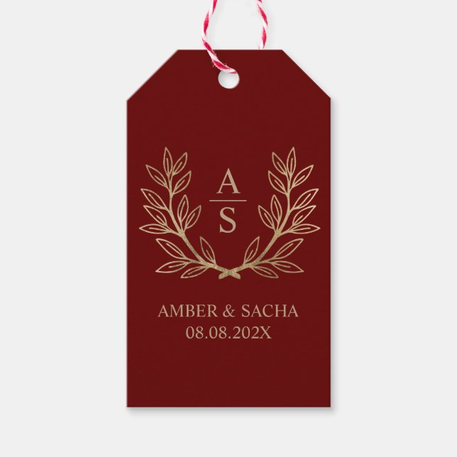 Étiquettes-cadeau Logo Monogramme de mariage personnalisé (Devant)