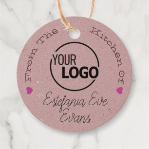 Étiquettes Cadeau Logo papier Kraft Signature Modèle Coeurs pourpres