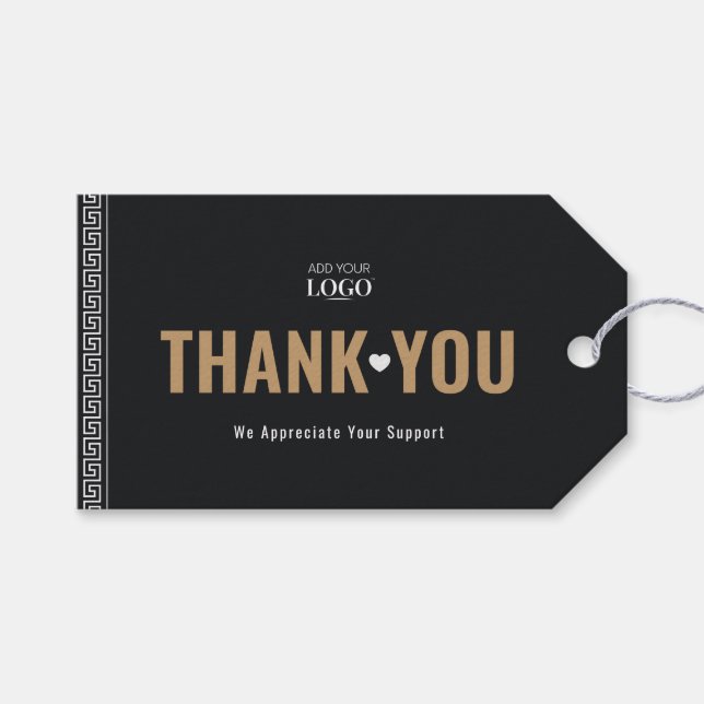 Étiquettes-cadeau Logo personnalisé Business QR Code Merci grec (Devant (Horizontal))