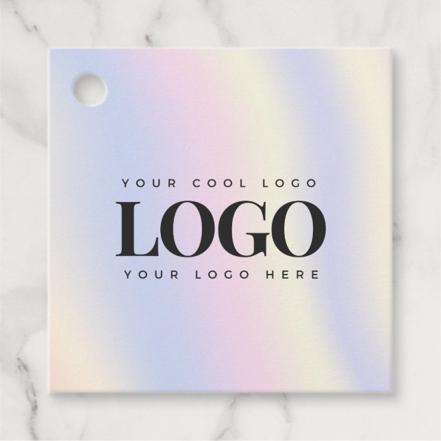Étiquettes Cadeau Logo Personnalisé de la société Holographique Pink (Devant)