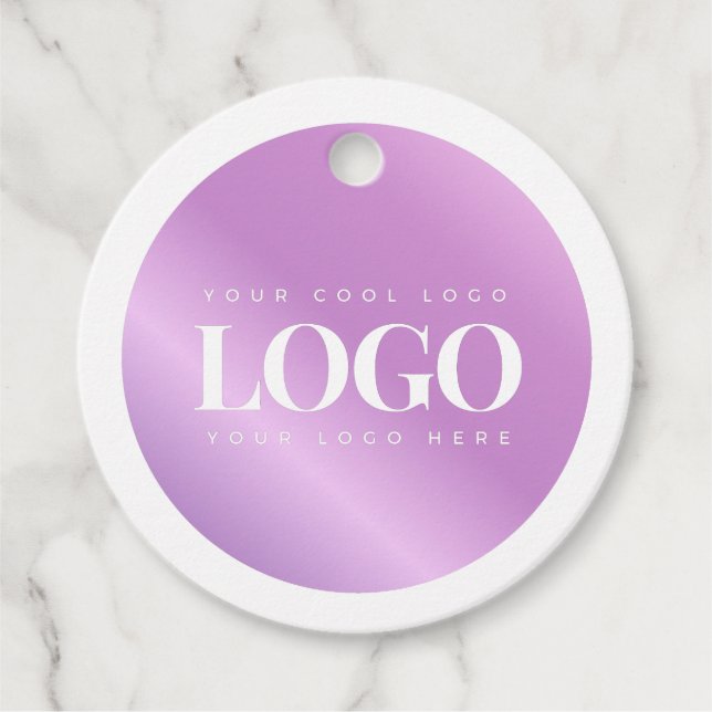 Étiquettes Cadeau Logo personnalisé de l'entreprise avec dégradé vio (Devant)