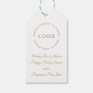 Étiquettes-cadeau Logo Personnalisé Photo Gold Business Holiday