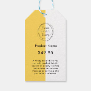 Étiquettes-cadeau Logo personnalisé Prix minimaliste moderne moutard