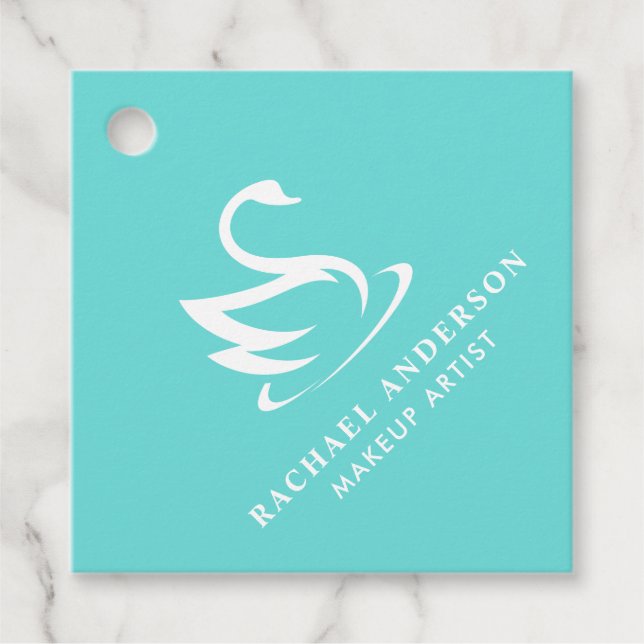 Étiquettes Cadeau Logo Robin Oeuf Bleu Cygne avec nom (Devant)