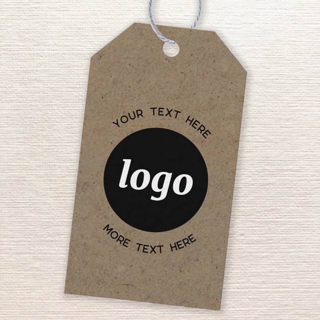 Étiquettes-cadeau Logo simple et papier texte Brown (Logo with text business promotional gift tag, product tag or price label)