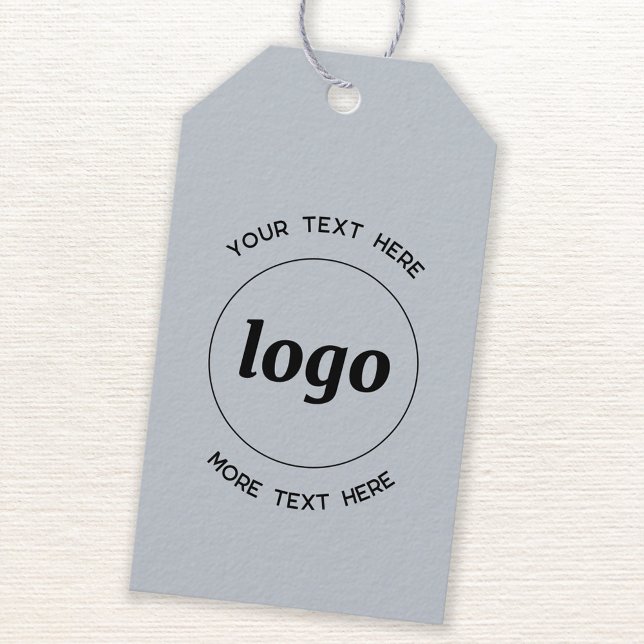 Étiquettes-cadeau Logo Texte personnalisé Bleu Prix professionnel Pr (Logo with custom text business promotional dusty pastel powder blue product or price tag or label)