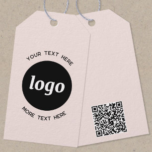 Étiquettes-cadeau Logo Texte QR Code Blush Pink Business Prix ou