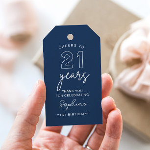 Étiquettes-cadeau LOLA 21e anniversaire Favor Tag Navy