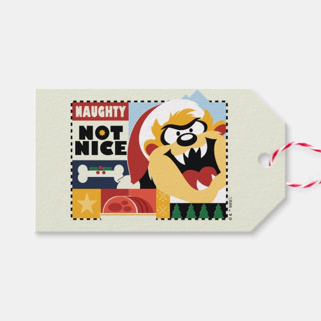 Étiquettes-cadeau LOONEY TUNES™ TAZ™ Naughty Not Nice (Devant (Horizontal))