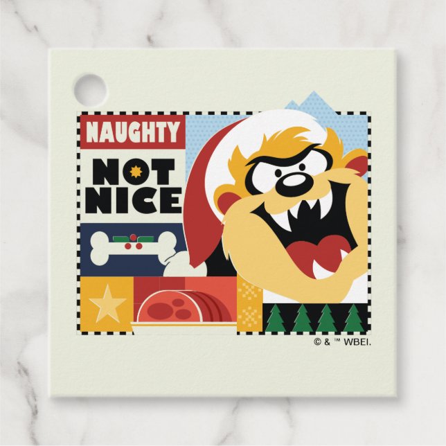 Étiquettes Cadeau LOONEY TUNES™ TAZ™ Naughty Not Nice (Devant)
