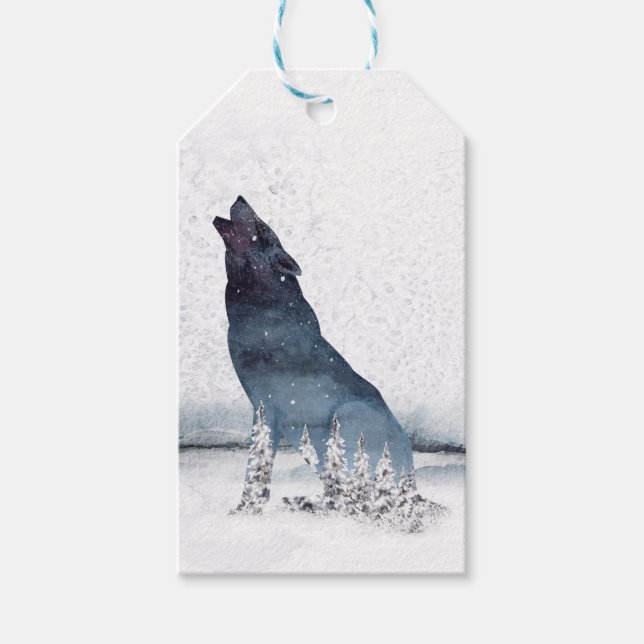 Étiquettes-cadeau Loup de la forêt de Noël (Devant)