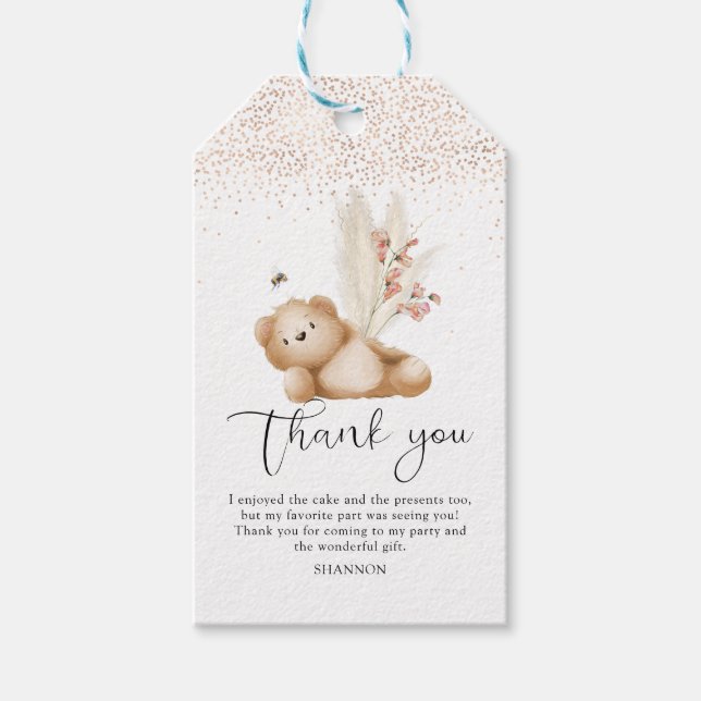 Étiquettes-cadeau L'ours et l'abeille premier Carte de remerciements (Devant)