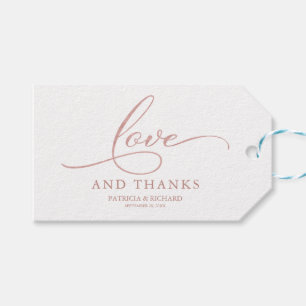 Étiquettes-cadeau Love and Thanks Rose Gold Foil Wedding Favor Tags