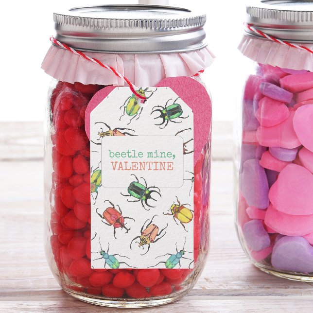 Étiquettes-cadeau Love Bug Beetle Mine Saint Valentin (Créateur téléchargé)