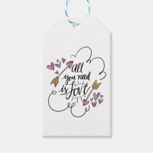 Étiquettes-cadeau Love Cote Hearts Flèches Purple Mariage Fiançaille