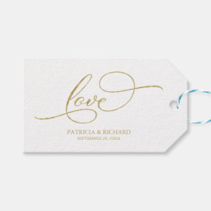 Étiquettes-cadeau Love - Elegant Gold Foil Script Wedding Favor Tags