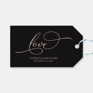 Étiquettes-cadeau Love - Elégant Rose Gold Wedding Favor Tags