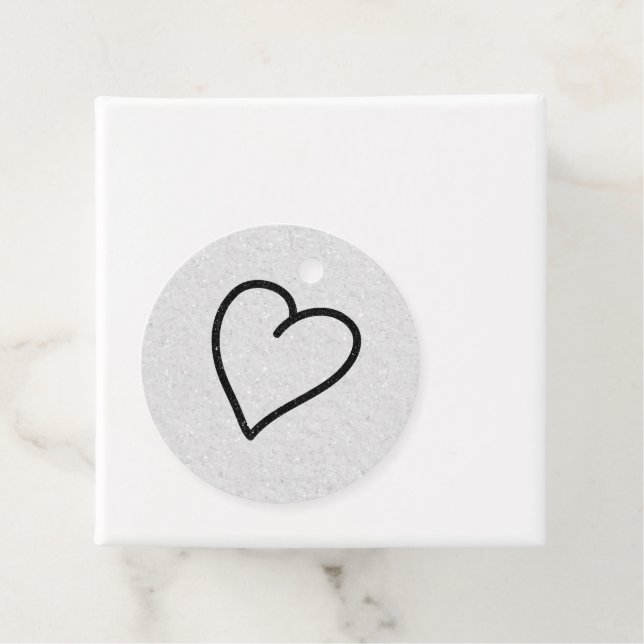 Étiquettes Cadeau Love Heart Black Parties scintillant Valentine's F (En situation)