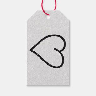 Étiquettes-cadeau Love Heart Black Parties scintillant Valentine's G