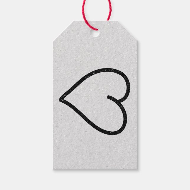 Étiquettes-cadeau Love Heart Black Parties scintillant Valentine's G (Devant)