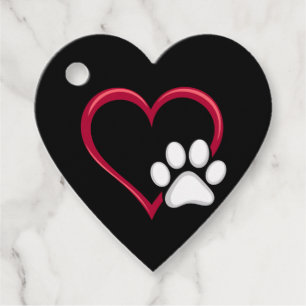 Étiquettes Cadeau Love Heart Chien Paw Valentine's Day Amoureux des 