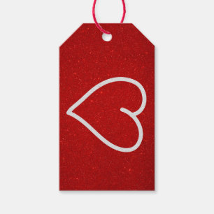 Étiquettes-cadeau Love Heart White Parties scintillant Valentine's G