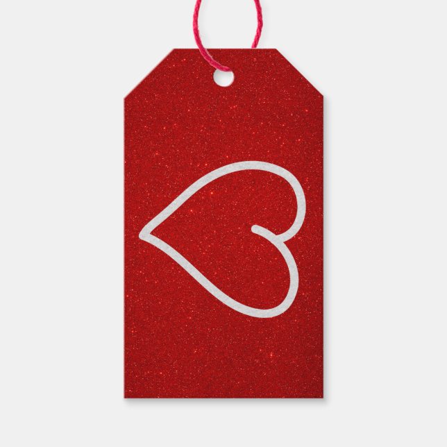 Étiquettes-cadeau Love Heart White Parties scintillant Valentine's G (Devant)